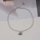 Vintage Elephant Pendant Anklet 925 Sterling Silver Women