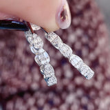 Vintage Diamond Hoop Earring 925 Sterling Silver Bridal Charm Jewelry Gift