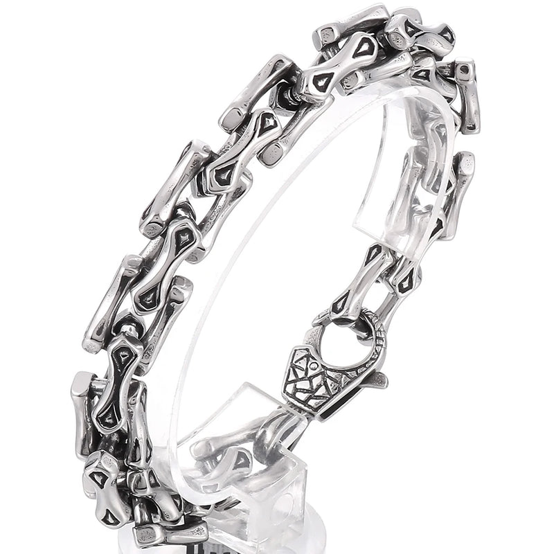 Vintage Dog Bone Link Chain Men's Bracelet Stainless Steel 11MM Wide