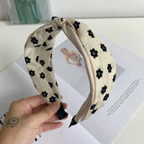 Vintage Dot Print Hair Band Rabbit Ear Knotted Headband For Women