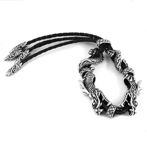 Vintage Double Dragons Stainless Steel Bracelet