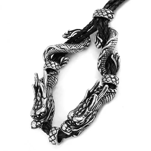 Vintage Double Dragons Stainless Steel Bracelet