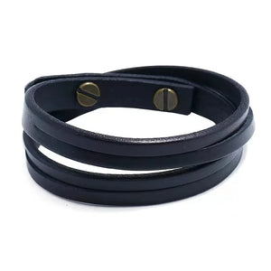 Vintage Double Layer Leather Bracelet Punk Wrap Bracelets Hand Strap