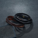 Vintage Double Layer Leather Bracelet Punk Wrap Bracelets Hand Strap