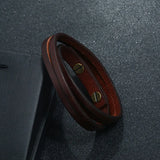 Vintage Double Layer Leather Bracelet Punk Wrap Bracelets Hand Strap