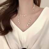 Vintage Double Layer Pearl Necklace Female Personalized Necklace