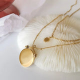 Vintage Double Layers Stainless Steel Baroque Coin Pendant Necklaces