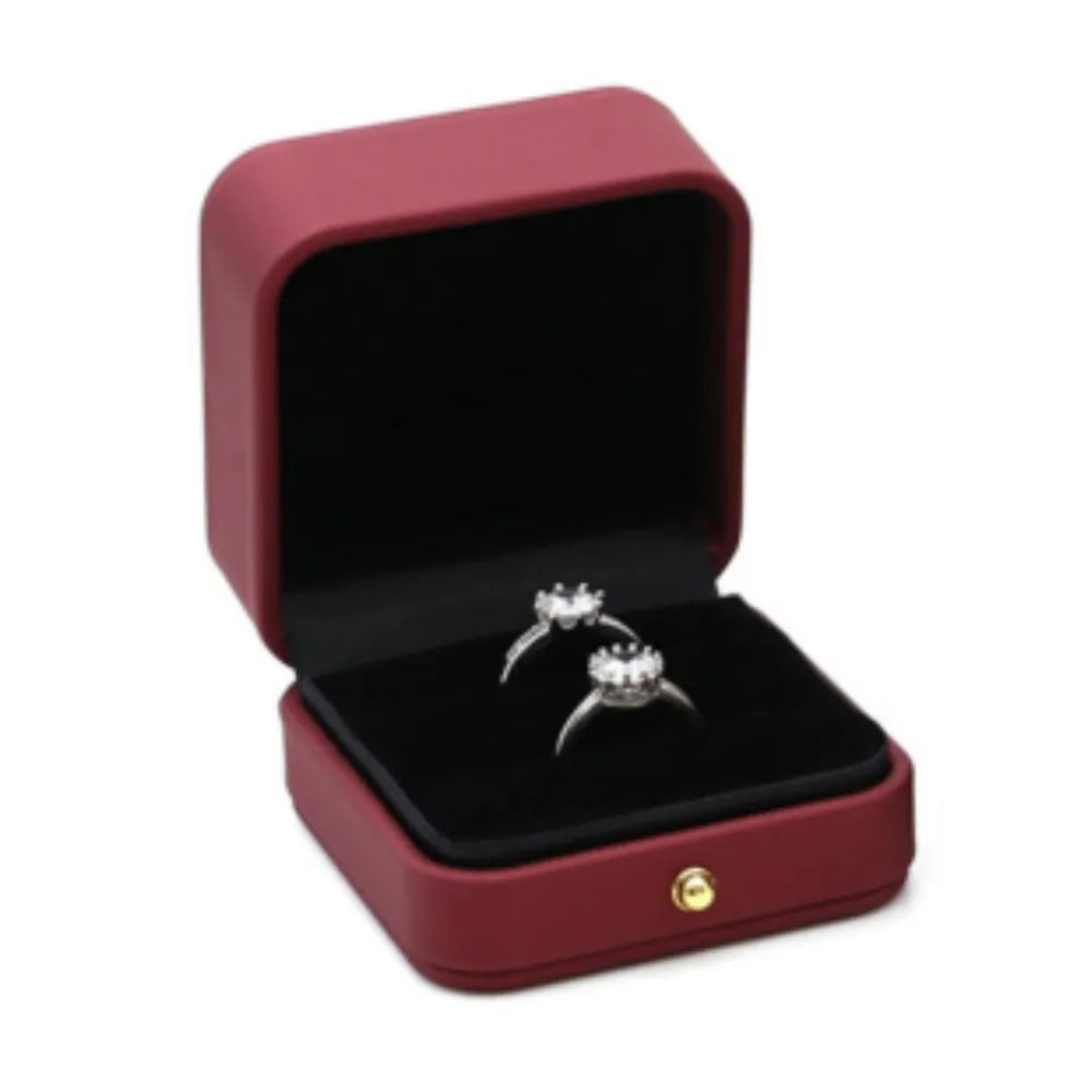 Vintage Double Slots Jewelry Box Wedding Proposal Engagement Ring Gift Organizer