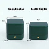 Vintage Double Slots Jewelry Box Wedding Proposal Engagement Ring Gift Organizer