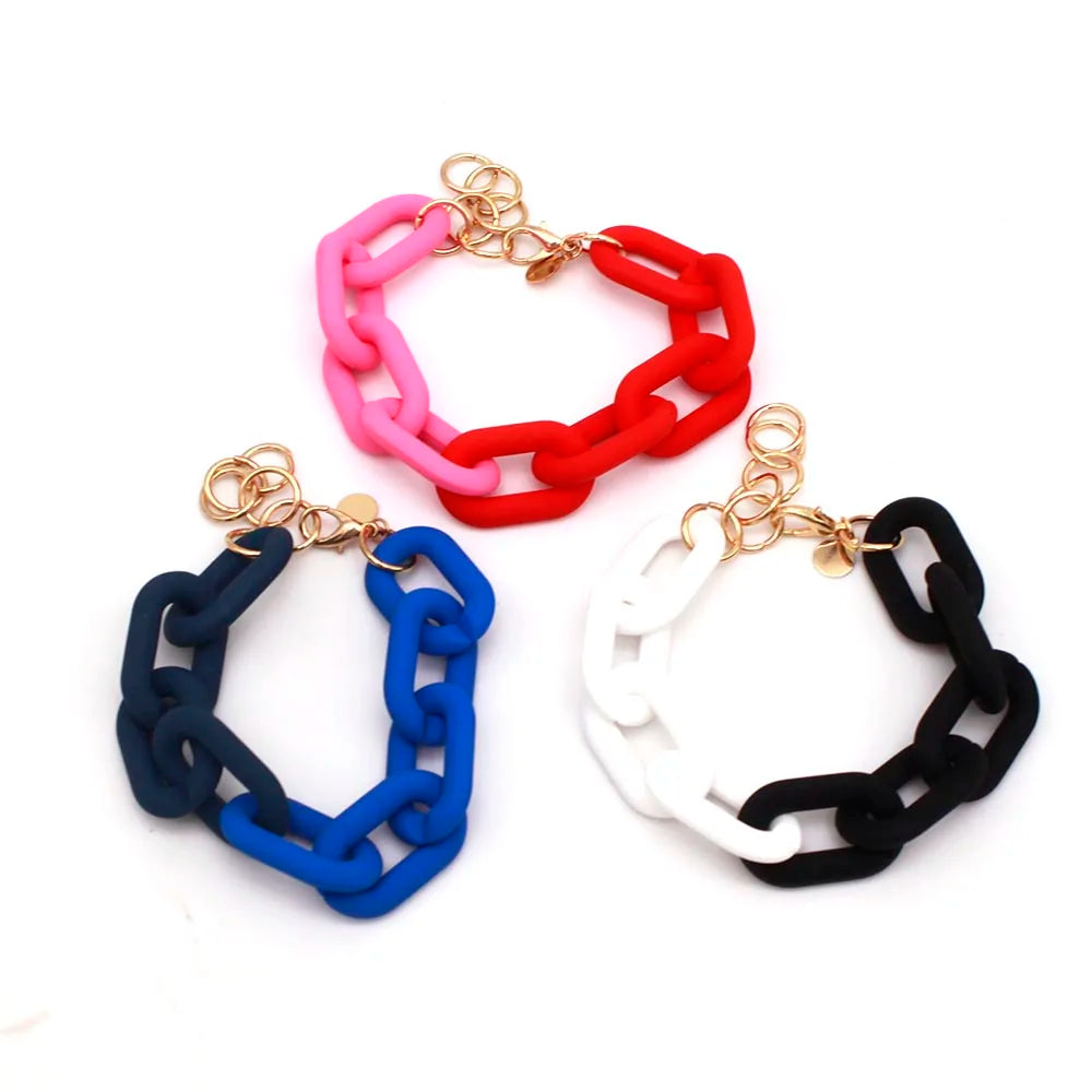 Colorful Acrylic Chunky Chain Bracelets Punk Jewelry