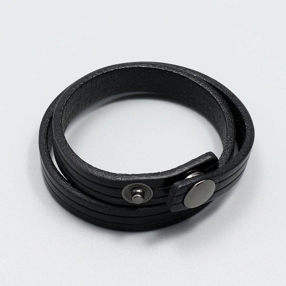 Vintage Double Layers Leather Bracelet Rope Wrap Wristband