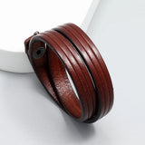 Vintage Double Layers Leather Bracelet Rope Wrap Wristband