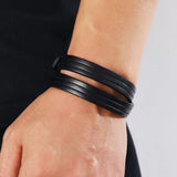 Vintage Double Layers Leather Bracelet Rope Wrap Wristband