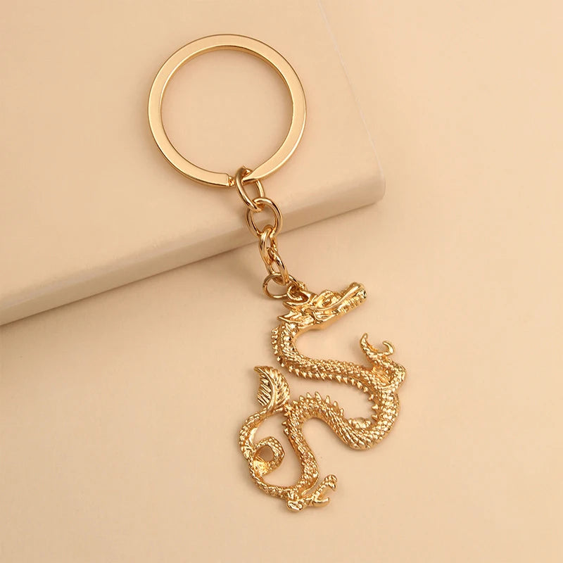 Vintage Dragon Pendants Keyring Alloy Keychain Retro Jewelry For Men Gift