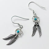 Vintage Dream Catcher Earring 925 Sterling Silver Bead Feather Tassel