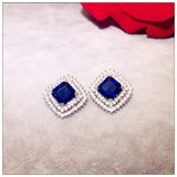 Vintage Drop Earrings 925 Artificial Sapphire Cubic Zirconia Fine Jewelry