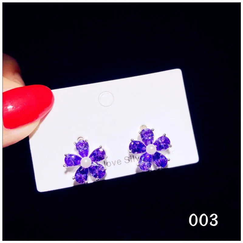 925 Silver Amethyst Drop Earrings with Purple Cubic Zirconia Tassels