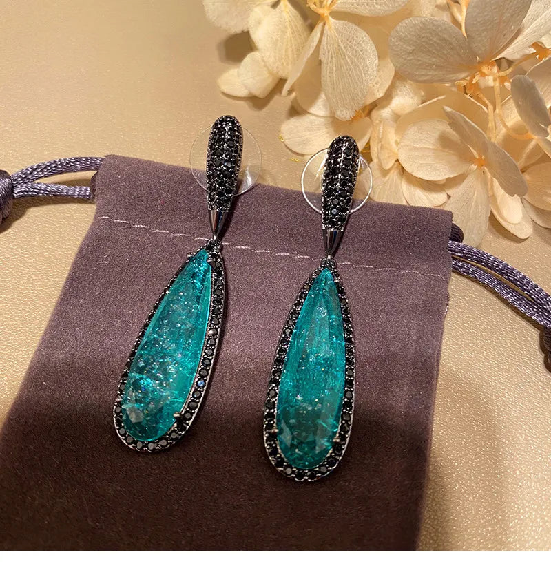 Vintage Emerald Drop Earrings S925 Fine Jewelry