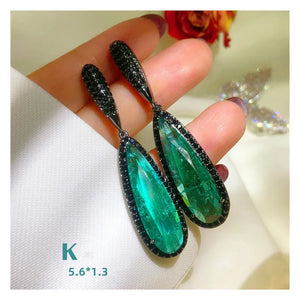 Vintage Emerald Drop Earrings S925 Fine Jewelry