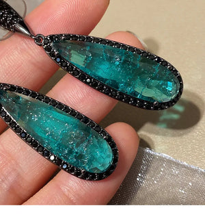 Vintage Emerald Drop Earrings S925 Fine Jewelry
