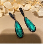 Vintage Emerald Drop Earrings S925 Fine Jewelry