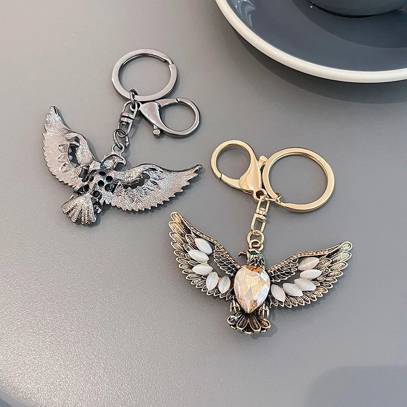 Vintage Eagle Opal Keychain Alloy Key Chain for Men Women Car Bag Charm