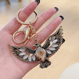 Vintage Eagle Opal Keychain Alloy Key Chain for Men Women Car Bag Charm