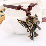 Vintage Eagle Long Necklace Chain Hippie Rock Metal Pendant Retro Rope Leather