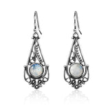 Moonstone Drop Earrings 925 Silver Wedding Jewelry