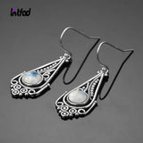 Moonstone Drop Earrings 925 Silver Wedding Jewelry