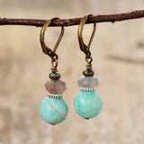 Vintage Amazonite Labradorite Earrings Clip-on Australia Jewelry