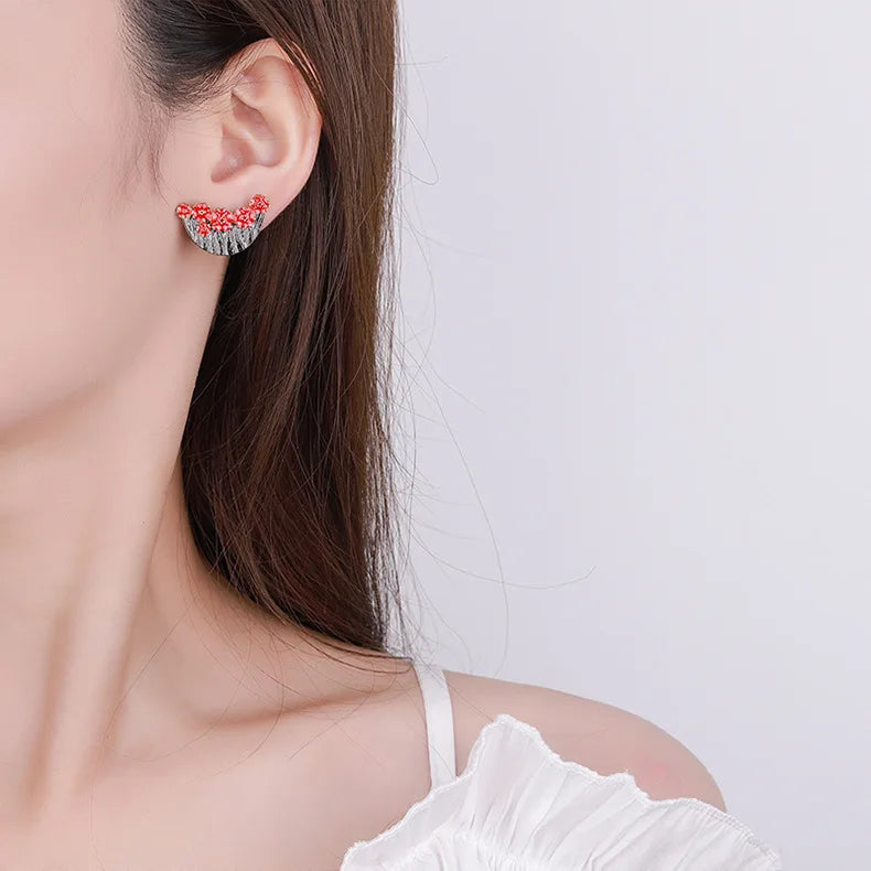 Vintage Red Flower Earrings High Jewelry