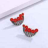Vintage Red Flower Earrings High Jewelry