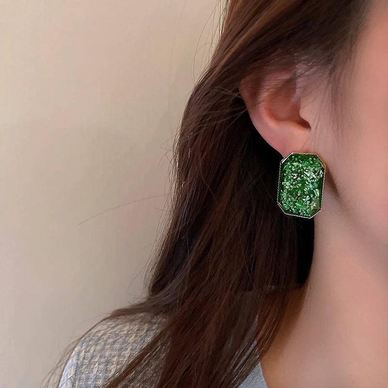 Geometric Square Earrings S925 Silver Needle Stud Jewelry