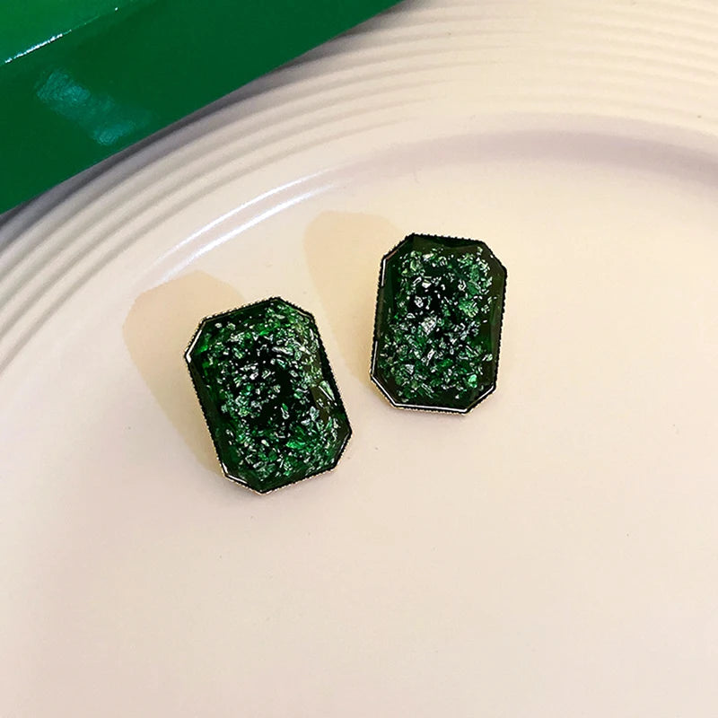 Geometric Square Earrings S925 Silver Needle Stud Jewelry