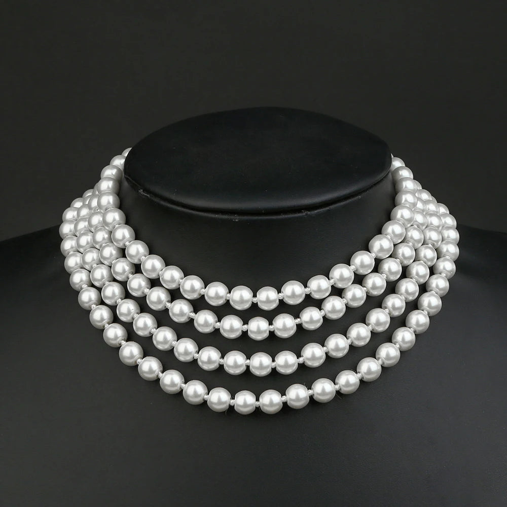 Vintage Freshwater Pearl Beaded Choker Necklace for Women