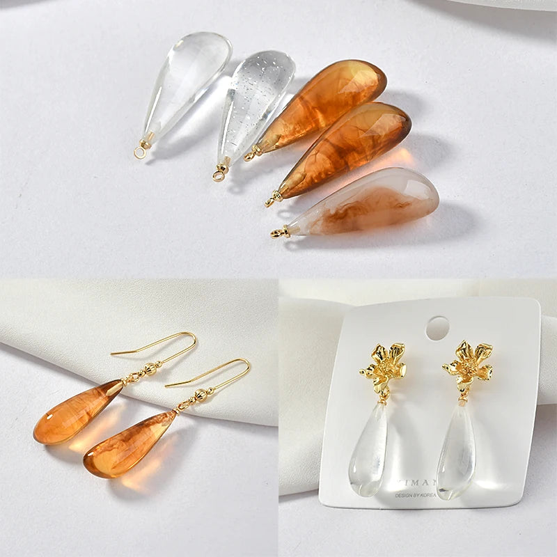 Vintage Resin Smudging Drop Pendant Ear Stud Accessories