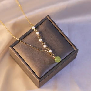 Vintage Hetian Jades Stone Choker Necklaces Natutral Baroque Pearls Jewelry