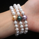Vintage Steel Charm Mother of Pearl Shell Bracelets
