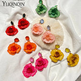 Vintage Acrylic Rose Flower Drop Earrings for Women