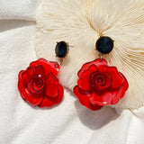 Vintage Acrylic Rose Flower Drop Earrings for Women