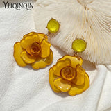 Vintage Acrylic Rose Flower Drop Earrings for Women