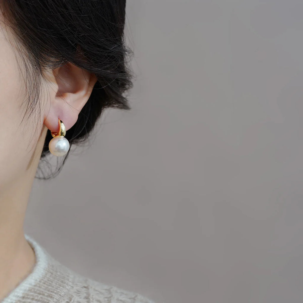 Vintage Pearl Stud Earrings Hoop Jewelry for Women Bridal