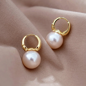 Vintage Pearl Stud Earrings Hoop Jewelry for Women Bridal
