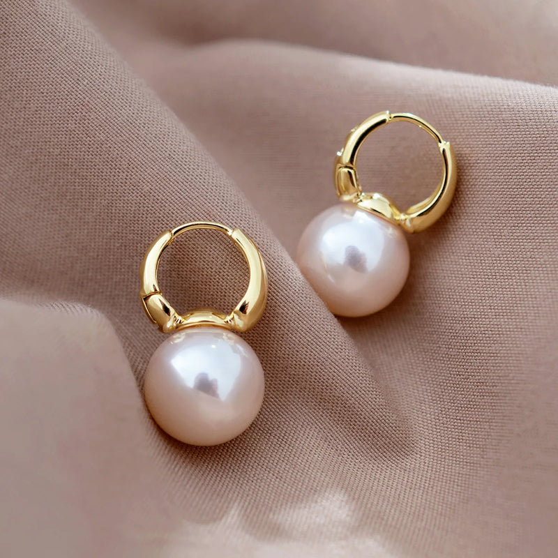 Vintage Pearl Stud Earrings Hoop Jewelry for Women Bridal