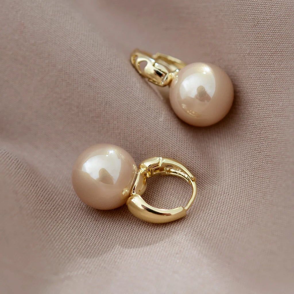 Vintage Pearl Stud Earrings Hoop Jewelry for Women Bridal