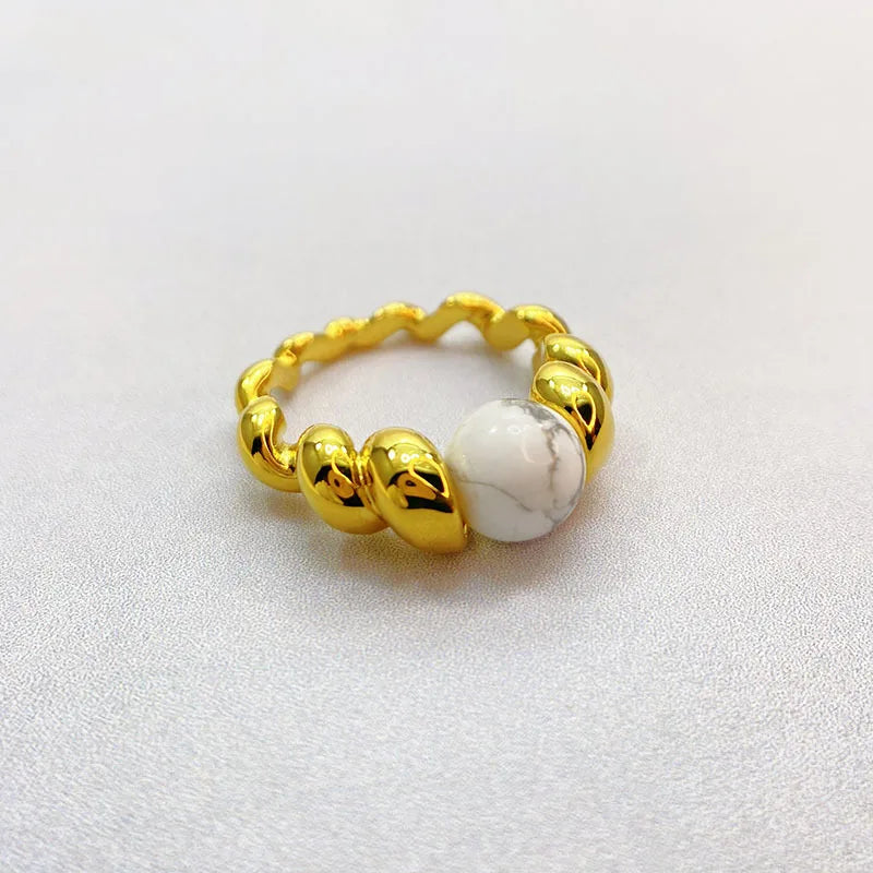 Vintage Personality Agate Stone Ring Women Adjustable Golden Wedding Jewelry