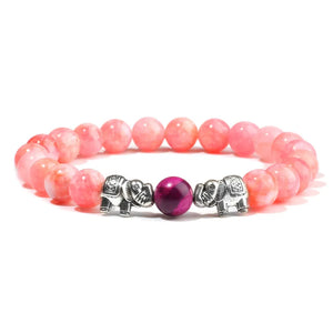 Vintage Elephant Charm Bracelet Natural Stone Angelite Beads Bangles