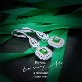 Vintage Emerald Earrings 925 Silver Drop Dangle for Women