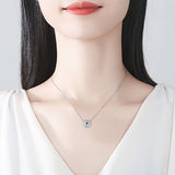 Vintage Emerald Gemstone Pendant Flower Zircon Necklace
